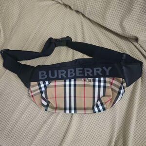 Burberry Beige and Black Check Belt Bag